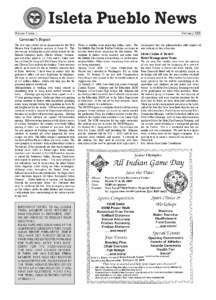 Isleta Pueblo News Volume 3 Issue 2 February[removed]Governor’s Report