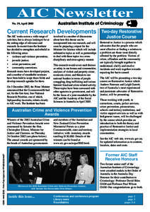 AIC Newsletter No. 19, April 2003 Australian Institute of Criminology  Current Research Developments