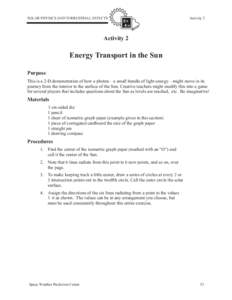 SOLAR PHYSICS AND TERRESTRIAL EFFECTS     Activity 2