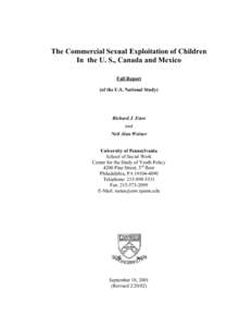 The Commercial Sexual Exploitation of Children In the U. S., Canada and Mexico Full Report (of the U.S. National Study)  Richard J. Estes