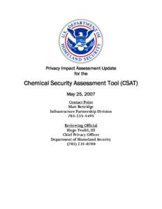 Department of Homeland Security Privacy Impact Assessment Update for the Chemical Security Assessment Tool