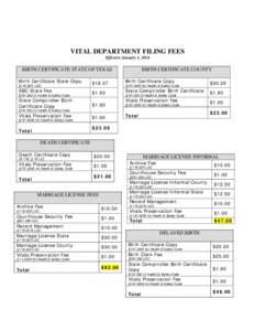 CASHIER/RECORDING DEPARTMENT FILING FEES