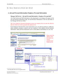 DECEMBER[removed]MANAGER SELF SERVICE II. SELF SERVICE STEP-BY-STEP A. Job and Personal Information/ Employee Personal Information