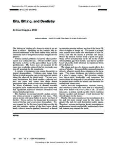 Bits, Bitting, and Dentistry