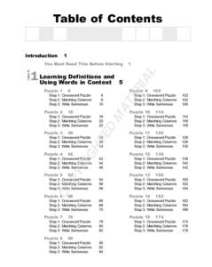 Table of Contents  1 Definitions and 1 Learning