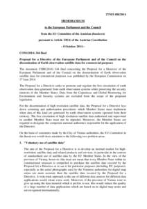 27/MT-BR/2014 MEMORANDUM to the European Parliament and the Council from the EU Committee of the Austrian Bundesrat pursuant to Article 23f(4) of the Austrian Constitution – 8 October 2014 –