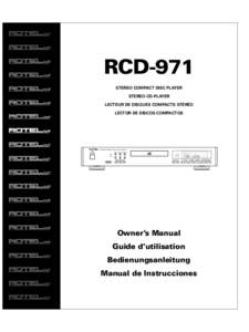 RCD-971 STEREO COMPACT DISC PLAYER STEREO-CD-PLAYER LECTEUR DE DISQUES COMPACTS STÉRÉO LECTOR DE DISCOS COMPACTOS