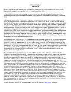 HR Weekly Podcast[removed]Today is September 17, 2014, and welcome to the HR weekly podcast from the State Human Resources Division. Today’s topic concerns poor performance and the Family and Medical Leave Act, or F