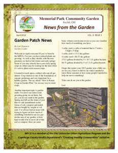 Memorial Park Community Garden Euclid, OH News from the Garden VOL. 2 ISSUE 3