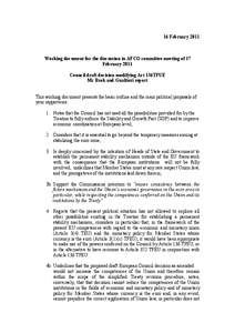 16 February[removed]Working document for the discussion in AFCO committee meeting of 17 February 2011 Council draft decision modifying Art 136TFUE Mr Brok and Gualtieri report