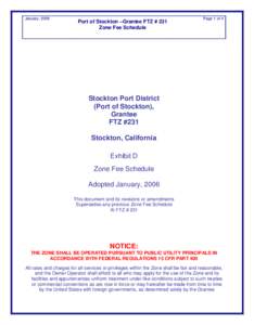 January, 2006  Port of Stockton –Grantee FTZ # 231 Zone Fee Schedule  Page 1 of 4