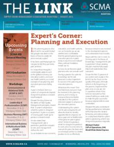 THE LINK  Supply Chain Management Association Manitoba | august 2013 Upcoming Events  Expert’s Corner