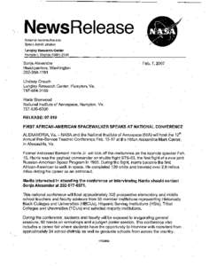 Langley Research Center / Bernard A. Harris /  Jr. / Spaceflight / Aviation / Transport / Robert T. Jones / NASA personnel / Aerospace / National Institute of Aerospace