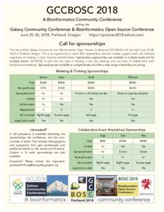 GCCBOSCA Bioinformatics Community Conference uniting the  Galaxy Community Conference & Bioinformatics Open Source Conference