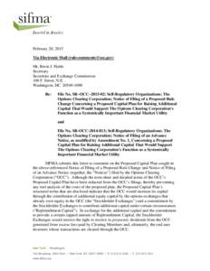 February 20, 2015 Via Electronic Mail ([removed]) Mr. Brent J. Fields Secretary Securities and Exchange Commission 100 F. Street, N.E.