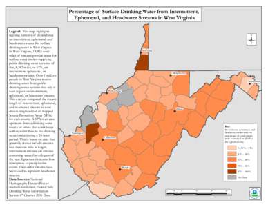 Percentage of Surface Drinking Water from Intermittent, Ephemeral or Headwater Streams in West Virginia