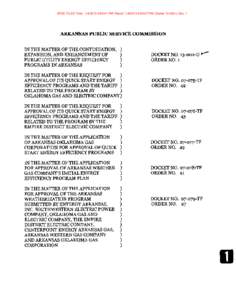 APSC FILED Time: [removed]:50:41 PM: Recvd[removed]:50:37 PM: Docket[removed]u-Doc. 1  ARKANSAS PUBLIC SERVICE COMMISSION IN THE MATTER OF THE CONTINUATION,