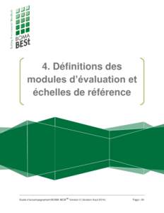 4. Définitions des modules d’évaluation et échelles de référence Guide d’accompagnement BOMA BESt