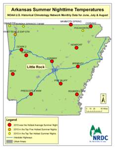 Arkansas Summer Nighttime Temperatures  NOAA U.S. Historical Climatology Network Monthly Data for June, July & August MAMMOTH SPRING  GRAVETTEEUREKA SPRINGS 3 WNW