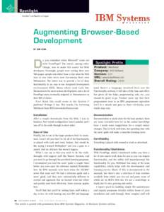 Spotlight Insider’s software critique Augmenting Browser-Based Development BY DON RIMA