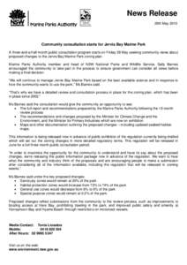 Microsoft Word - COMMUNITY CONSULTATION STARTS FOR JERVIS BAY MARINE PARK may[removed]_2_.doc