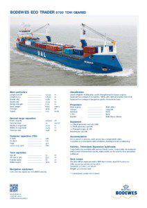 BODEWES ECO TRADER 8700 TDW/GEARED  Main particulars