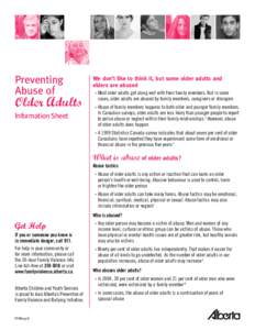 Preventing Abuse of Older Adults Information Sheet