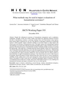 H i C N  Households in Conflict Network The Institute of Development Studies - at the University of Sussex - Falmer - Brighton - BN1 9RE www.hicn.org