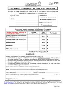 Form SFCT1 - Solid Fuel Carbon Tax Return Form