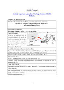 GIAHS Proposal Globally Important Agricultural Heritage Systems (GIAHS) Initiative