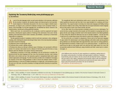 Information Architecture Special Section HALLER, continued Bulletin of the American Society for Information Science and Technology – August/September 2011 – Volume 37, Number 6