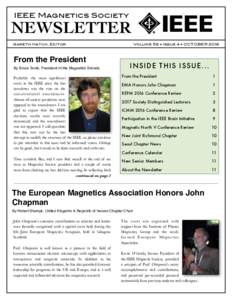 IEEE Magnetics Society  NEWSLETTER Volume 56 ● Issue 4 ● OCTOBERGareth Hatch, Editor