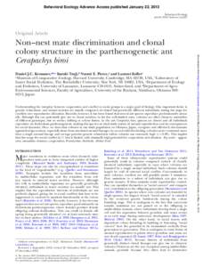 Behavioral Ecology Advance Access published January 22, 2013 Behavioral Ecology doi:[removed]beheco/ars227 Original Article