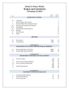 BOARD OF PUBLIC WORKS  TABLE OF CONTENTS NOVEMBER 12, 2014  Section