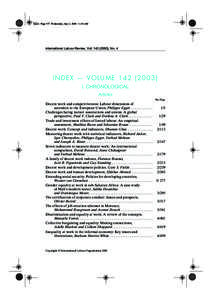 Index Page 557 Wednesday, June 2, [removed]:36 AM  International Labour Review, Vol[removed]), No. 4 I N DE X — V O L U M E[removed]I. CHRONOLOGICAL