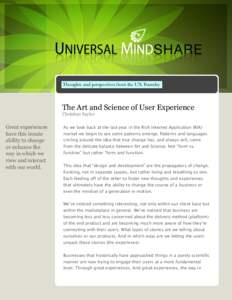 Thoughts and perspectives from the UX Foundry  The Art and Science of User Experience Christian Saylor  Great experiences