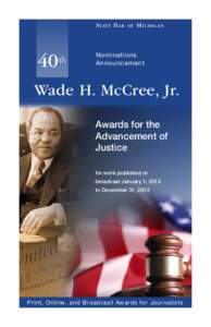 State Bar of Michigan Wade H. McCree Awards for the Advancement of Justice