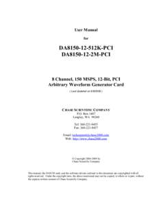 User Manual for DA8150-12-512K-PCI DA8150-12-2M-PCI