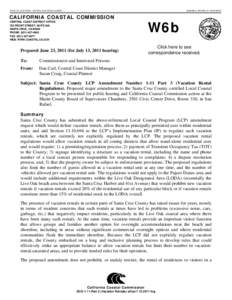 California Coastal Commission Staff Memorandum and Recommendation Regarding LCP Major Amendment No. SCO-1-11 Part 3 (Vacation Rentals, Santa Cruz Co.)