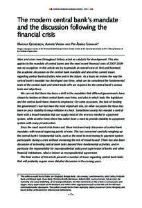 sveriges riksbank economic review  2015:1  The modern central bank’s mandate and the discussion following the financial crisis Magnus Georgsson, Anders Vredin and Per Åsberg Sommar*