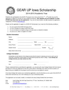 GEAR UP Iowa Scholarship[removed]Academic Year th th