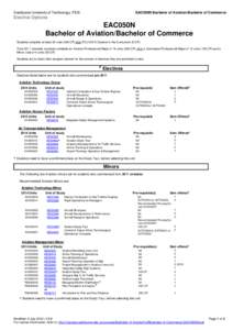 EAC050N Bachelor of Aviation/Bachelor of Commerce  Swinburne University of Technology, FEIS Elective Options