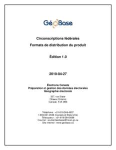 GeoBase - Formats de distribution du produit, cue segmentee, edition 2.0