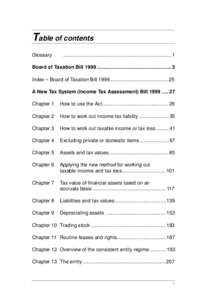 Table of contents Glossary ............................................................................. 1  Board of Taxation Bill 1999 ..................................................... 3
