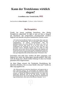 Kann der Trotzkismus wirklich siegen? Grundlinien einer Trotzki-Kritik, 1932 Eine Broschüre der Roten Kämpfer.  (Verfasser: Arthur Goldstein?)