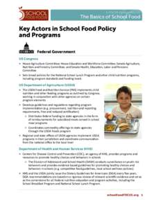 A FOCUS Perspective on  The Basics of School Food Key Actors in School Food Policy and Programs