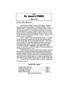 All in  St. Anne’s TIMES June[removed]From the Rector …