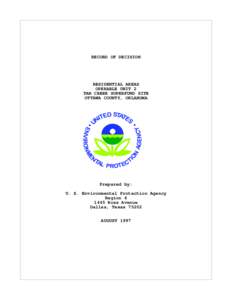 Record of Decision for Residential Areas Operable Unit 2 at Tar Creek Superfund Site in Ottawa County, Oklahoma