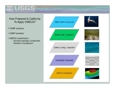 How Prepared Is California To Apply CMECS? • CSMP products • CSMP schedule • CMECS classification •Surface Geology Component