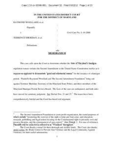 Case 1:10-cv[removed]BEL Document 52 Filed[removed]Page 1 of 23  IN THE UNITED STATES DISTRICT COURT